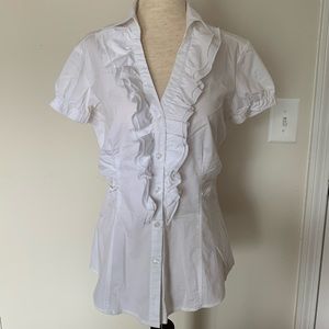 Short Sleeve White Button Up Blouse